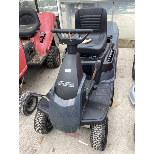 131 - MOUNTFIELD RIDE ON MOWER NEW BATTERY KEY IN THE PAY OFFICE NO VAT