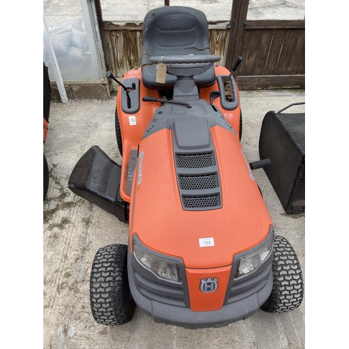 133 - HUSQVARNA LT151 RIDE ON MOWER NEW TYRES KEY IN THE PAY OFFICE NO VAT