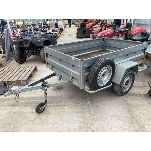 142 - 6X4 SINGLE AXLE TIPING TRAILER SERIAL NO SKEIR 195HAS000030  750KG WITH SPARE WHEEL  NO VAT