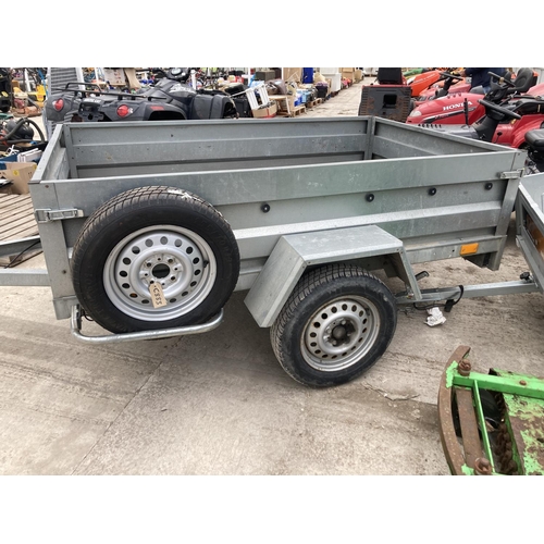 142 - 6X4 SINGLE AXLE TIPING TRAILER SERIAL NO SKEIR 195HAS000030  750KG WITH SPARE WHEEL  NO VAT