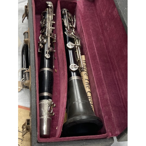 39 - A BOXED BOOSEY AND HAWKES CLARINET 77 BOEHM SYSTEM WITH SPARE REEDS AND 'PRACTICAL TUTOR FOR THE CLA... 