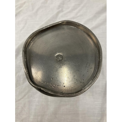 10 - A SET OF FIVE PEWTER GRADUATING MEASURING LIDDED JUGS MEASURING FROM LITRE TO DEMI-DECILITRE WITH TO... 