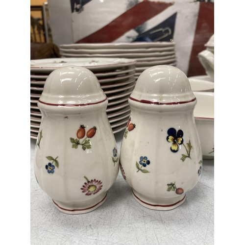 12 - A COLLECTION OF VILLEROY AND BOCH DINNERWARE TO INCLUDE DINNER PLATES, SIDE PLATES, CAKE PLATES, LAR... 