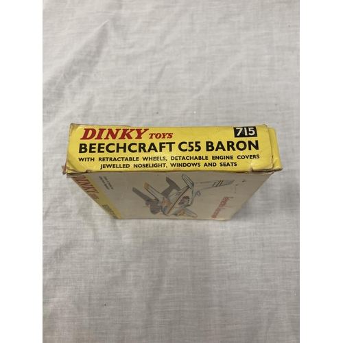 20 - A VINTAGE DINKY BEECHCRAFT C55 BARON IN ORIGINAL BOX