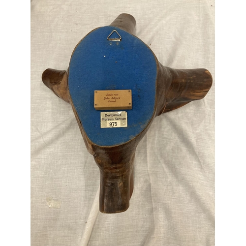 26 - A JOHN ASHFORD, FINLAND SCULPTURE FROM A BIRCH ROOT, ORIGINALLY IN DERBYSHIRE MUSEUM, IN A BESPOKE B... 