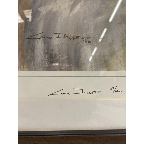 29 - A FRAMED LIMITED EDITION 23/1000 PRINT OF THE 1989 PIRELLI CLASSIC MARATHON, SHOWING THE M. G. O. C.... 