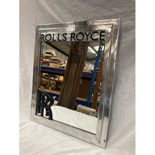 36 - A SILVER COLOURED 'ROLLS ROYCE' WALL MIRROR 50CM X 60CM