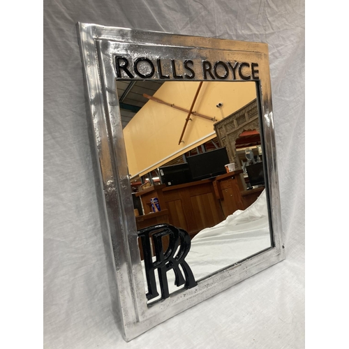 36 - A SILVER COLOURED 'ROLLS ROYCE' WALL MIRROR 50CM X 60CM