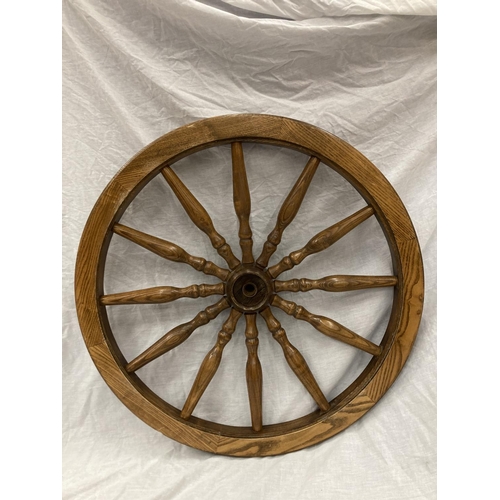 6 - A VINTAGE STYLE OAK CART WHEEL DIAMETER 73CM