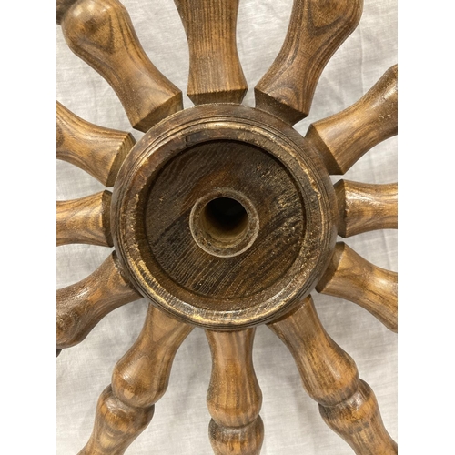6 - A VINTAGE STYLE OAK CART WHEEL DIAMETER 73CM