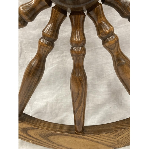 6 - A VINTAGE STYLE OAK CART WHEEL DIAMETER 73CM