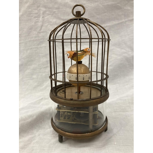 7 - A BRASS BIRDCAGE CLOCK - WORKING AT TIME OF CATALOGUING
