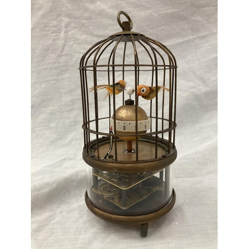 7 - A BRASS BIRDCAGE CLOCK - WORKING AT TIME OF CATALOGUING