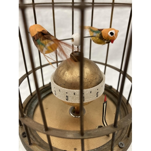 7 - A BRASS BIRDCAGE CLOCK - WORKING AT TIME OF CATALOGUING