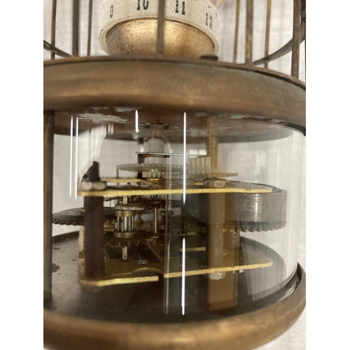 7 - A BRASS BIRDCAGE CLOCK - WORKING AT TIME OF CATALOGUING