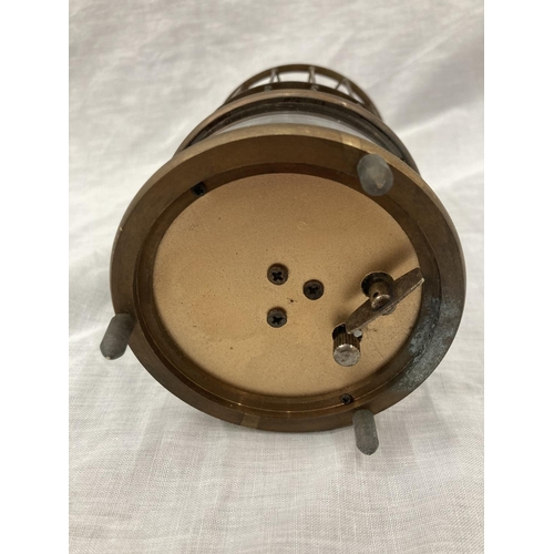 7 - A BRASS BIRDCAGE CLOCK - WORKING AT TIME OF CATALOGUING
