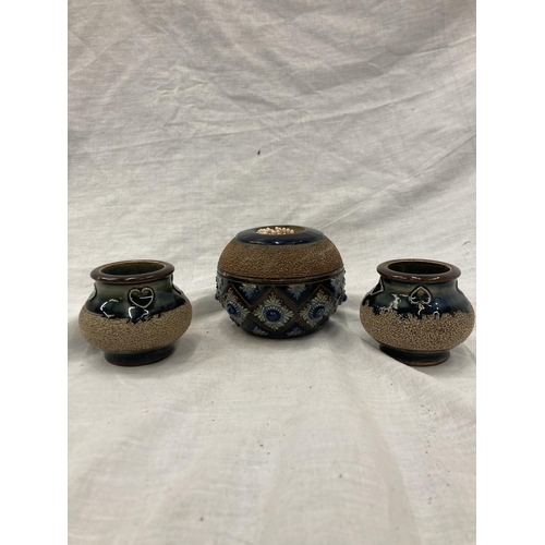 13 - A ROYAL DOULTON MATCH STRIKER AND TWO SMALLER ROYAL DOULTON EARLY 20TH CENTURY MATCH STRIKERS