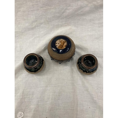 13 - A ROYAL DOULTON MATCH STRIKER AND TWO SMALLER ROYAL DOULTON EARLY 20TH CENTURY MATCH STRIKERS