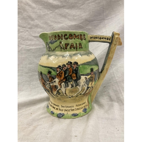 25 - FIVE CROWN DEVON FIELDINGS JUGS AND MUGS, FOUR MUSICAL, TO INCLUDE WIDDECOMBE FAIR, ON ILKLA MOOR BA... 