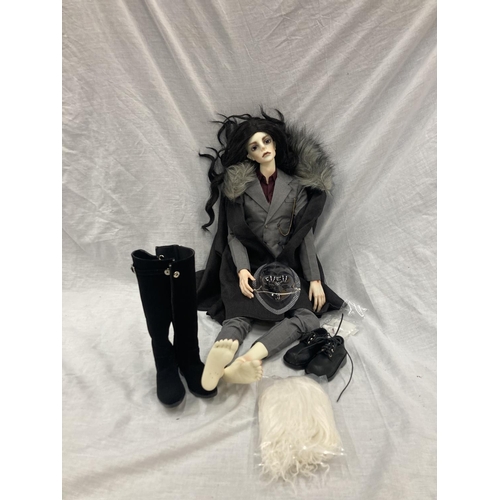 32 - A HIGHLY DETAILED GOTHIC STYLE DOLL IN THE ORIGINAL BOX WITH ACCESORIES BY DOLLZONE - HEIGHT APPROX ... 