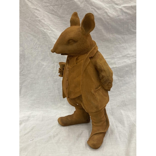 51 - A CAST RUSTY GARDEN 'MR RATTY' - HEIGHT 41CM