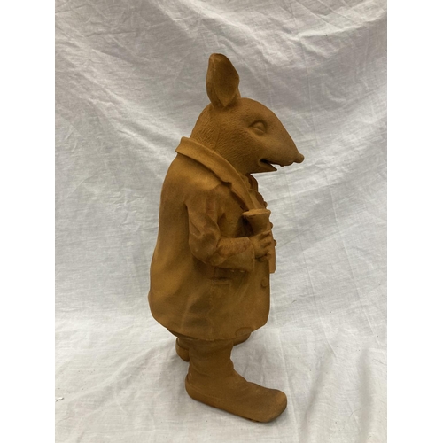 51 - A CAST RUSTY GARDEN 'MR RATTY' - HEIGHT 41CM