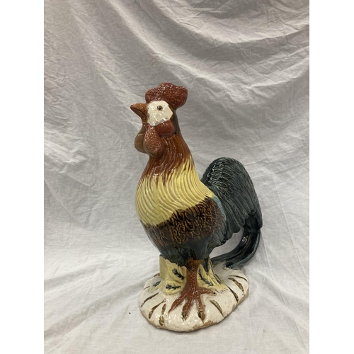 53 - A LARGE CERAMIC COLOURFUL COCKEREL HEIGHT 46CM