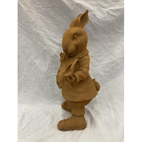 54 - A CAST RUSTY GARDEN 'MR RABBIT' - HEIGHT 45CM