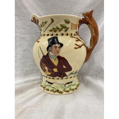 9 - A CROWN DEVON FIELDINGS MUSICAL JOHN PEEL JUG WITH FOX HANDLE