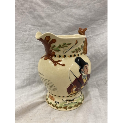 9 - A CROWN DEVON FIELDINGS MUSICAL JOHN PEEL JUG WITH FOX HANDLE