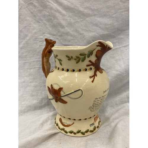 9 - A CROWN DEVON FIELDINGS MUSICAL JOHN PEEL JUG WITH FOX HANDLE