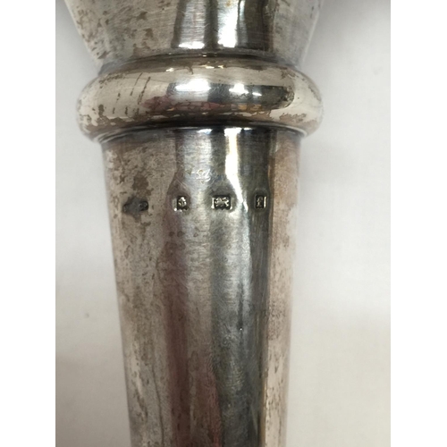 1A - A HALLMARKED BIRMINGHAM SILVER BUD VASE WITH WEIGHTED BASE HEIGHT 25CM GROSS WEIGHT 355.9 GRAMS