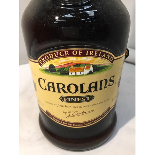 368 - A 1 LITRE BOTTLE OF CAROLANS FINEST BLEND OF IRISH CREAM, MADE-WINE AND HONEY. PRODUCE OF IRELAND 14... 