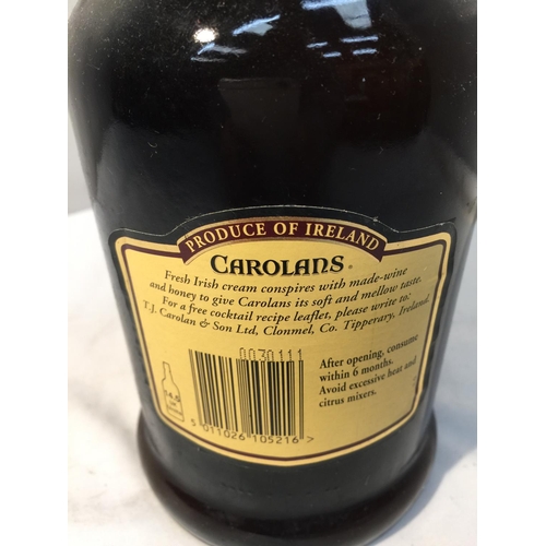 368 - A 1 LITRE BOTTLE OF CAROLANS FINEST BLEND OF IRISH CREAM, MADE-WINE AND HONEY. PRODUCE OF IRELAND 14... 