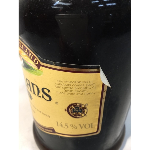 368 - A 1 LITRE BOTTLE OF CAROLANS FINEST BLEND OF IRISH CREAM, MADE-WINE AND HONEY. PRODUCE OF IRELAND 14... 