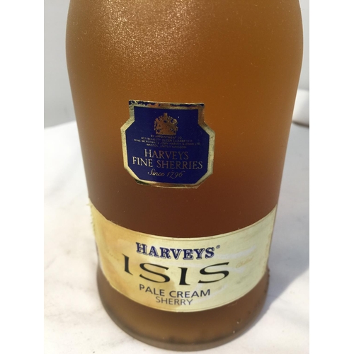 374 - A 75CL BOTTLE OF HARVEYS ISIS PALE CREAM SHERRY 17.5% VOL AND A SECOND 1L BOTTLE OF CROFT ORIGINAL S... 