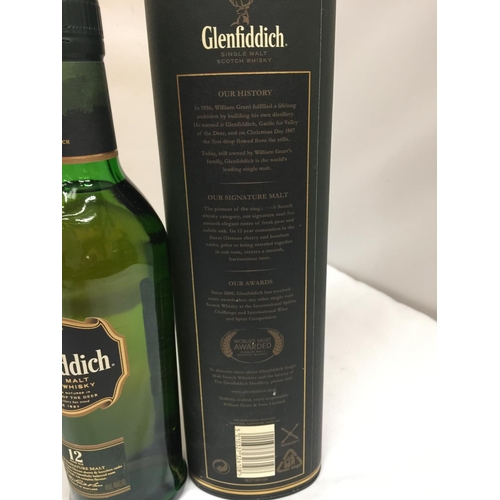 383 - A BOTTLE OF GLENFIDDICH SINGLE MALT SCOTCH WHISKEY 12 YEARS OLD IN A PRESENTATION BOX - 40% VOLUME -... 