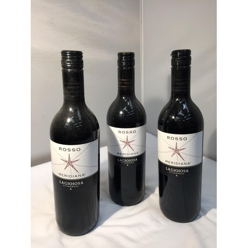 387 - A TRIO OF ROSSO MERIDIANA LA GIOIOSA ET AMOROSA SOFT FRUITY DRINKING RED WINE FROM ITALY - 75CL - 11... 