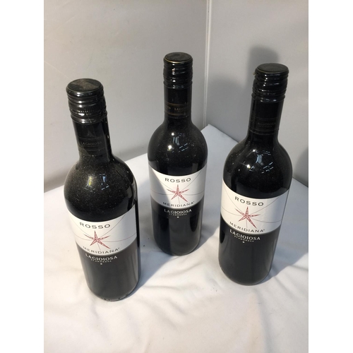 387 - A TRIO OF ROSSO MERIDIANA LA GIOIOSA ET AMOROSA SOFT FRUITY DRINKING RED WINE FROM ITALY - 75CL - 11... 