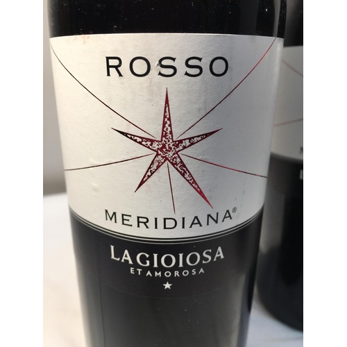 387 - A TRIO OF ROSSO MERIDIANA LA GIOIOSA ET AMOROSA SOFT FRUITY DRINKING RED WINE FROM ITALY - 75CL - 11... 