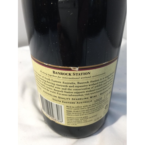 394 - A BOTTLE OF BANROCK STATION SHIRAZ AUSTRALIAN QUALITY SPARKLING WINE - MEDIUM DRY - 75CL 14% VOL TOG... 