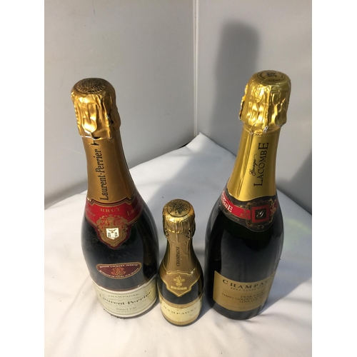 395 - A TRIO OF FINE CHAMPAGNES TO INCLUDE LAURENT PERRIER BRUT L.P. PRODUCED IN FRANCE IN THE TOURS-SUR-M... 