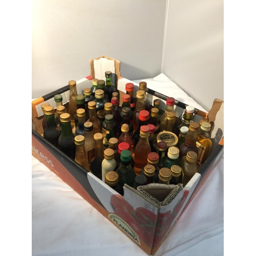 398 - A MIXTURE OF MINIATURES TO INCLUDE MAINLY LIQUER'S SUCH AS BLUE CURACA, CHERRY BRANDY, CAMPARI, DRAM... 