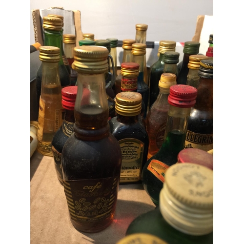 398 - A MIXTURE OF MINIATURES TO INCLUDE MAINLY LIQUER'S SUCH AS BLUE CURACA, CHERRY BRANDY, CAMPARI, DRAM... 