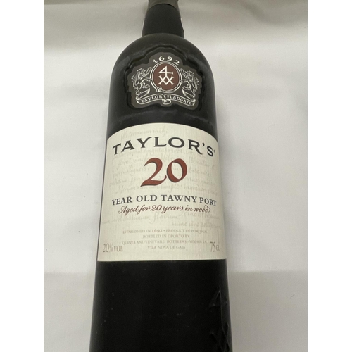 320 - A BOXED 75CL TAYLORS 20 YEAR OLD TAWNY PORT AGED FOR 20 YEARS IN WOOD STORED IN A CONSTANT TEMPERATU... 