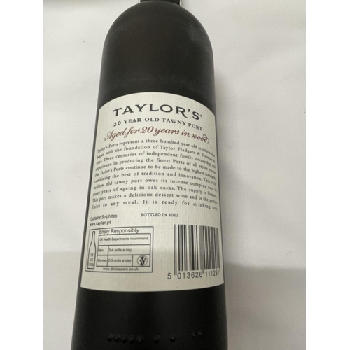 320 - A BOXED 75CL TAYLORS 20 YEAR OLD TAWNY PORT AGED FOR 20 YEARS IN WOOD STORED IN A CONSTANT TEMPERATU... 