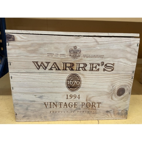 330 - A TWELVE BOTTLE SEALED CRATE OF WARRES 1994 VINTAGE PORT STORED IN A CONSTANT TEMPERATURE CELLAR (TH... 