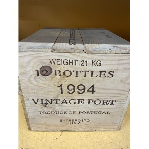 330 - A TWELVE BOTTLE SEALED CRATE OF WARRES 1994 VINTAGE PORT STORED IN A CONSTANT TEMPERATURE CELLAR (TH... 