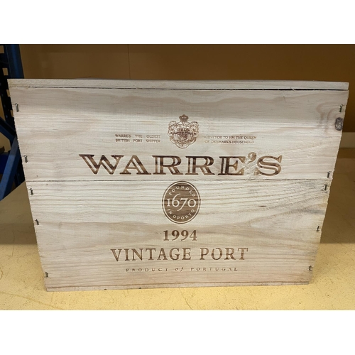 330 - A TWELVE BOTTLE SEALED CRATE OF WARRES 1994 VINTAGE PORT STORED IN A CONSTANT TEMPERATURE CELLAR (TH... 