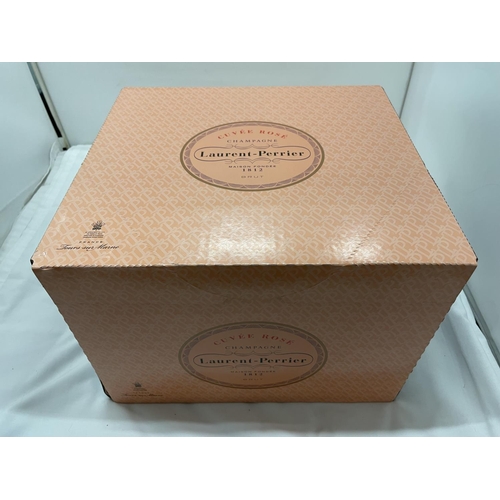 334 - A SEALED CASE OF SIX BOTTLES OF LAURENT PERRIER MAISON FONDEE 1812  BRUT CUVEE ROSE CHAMPAGNE